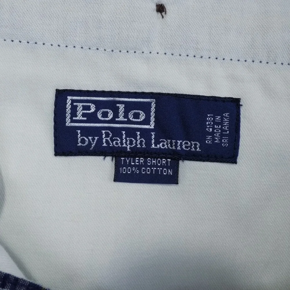 Polo Ralph Lauren Tyler Short Mens 35 Blue Plaid Cotton Casual Madras Shorts